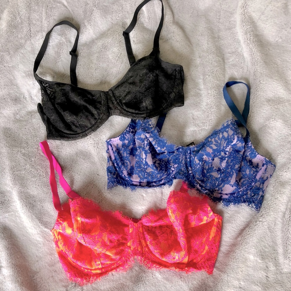 Bundle of 3 Victoria Secret Unlined Lace Bras